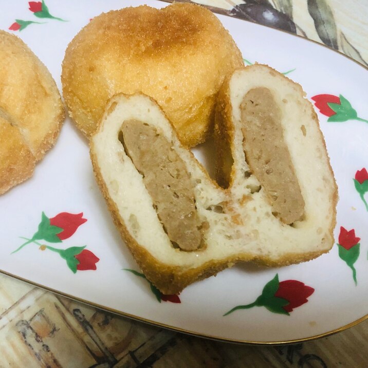 冷凍パン生地使用♪ハンバーグ揚げパン